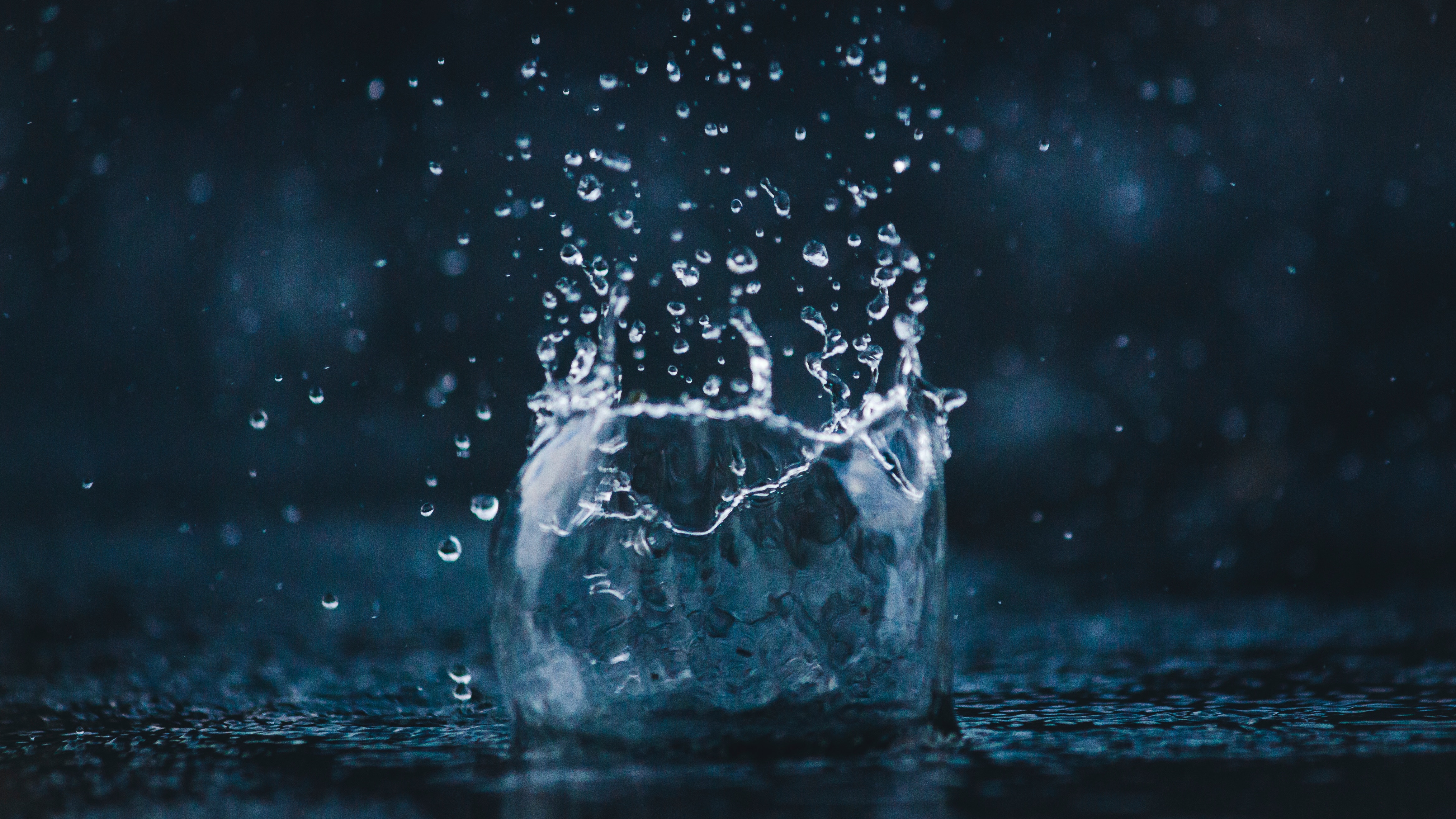 Photo of droplet about to hit water